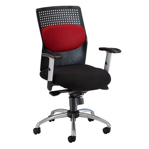 Executive Swivel Chair w Lumbar Support & Brushed Metal Accents - AirFlo (Burgundy) On Sale
