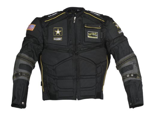 Power Trip Mens Army Flak Motorcycle Jacket Black/Grey XL