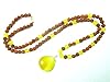 Hindu Spiritual Mala Rudraksha Yellow Jade Japamala Necklace Rosary Beads 108+1