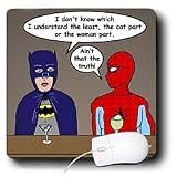 Rich Diesslins Funny General Cartoons - Super Hero Parody with Batman and Spiderman at the bar - Mouse Pads