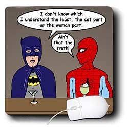  Rich Diesslins Funny General Cartoons - Super Hero Parody with Batman and Spiderman at the bar - Mouse Pads
