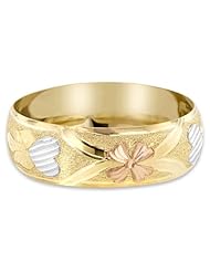 Children / Teen 14K Tri-Color Gold Adjustable Bangle Beautifully Designed with Hearts 16.3mm Wide