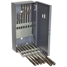 Alvord Polk 127-S-17 High-Speed Steel Chucking Reamer Set, Right Hand Spiral Flute, Uncoated Finish, 14-Piece, 1/8 Inch - 1/2 Inch Oversize and Undersize