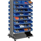 16 Shelf Bench Rack With 64 Bins 8 Inch Wide