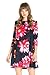 Junky Closet Women's 3/4 Sleeve Print Side Pocket A-Line Tunic Dress