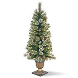 IMAGE OF Pre-Lit Artificial Christmas Tree with Dark Bronze Plastic Pot