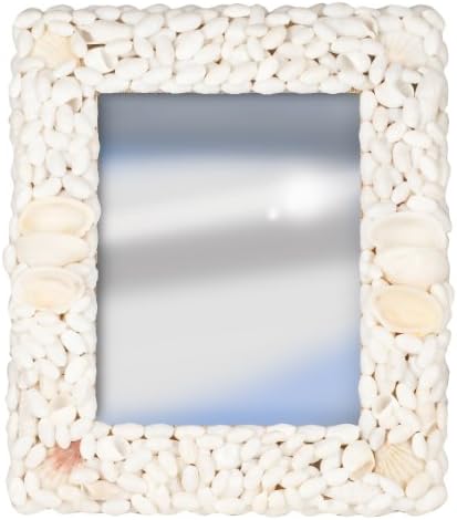 Terragrafics Palm Springs Wall Mounted Shell Mirror, 18 by 24-Inch, White