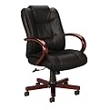 800 Series High-Back Swivel/ Tilt Chair - Black Leather/ Mahogany Finish