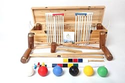 Wood Mallets Hurlingham Croquet Set, 6-Player