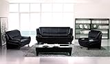 IMAGE OF New 3pc Contemporary Modern Leather Sofa Set #AM-021-C-BLACK