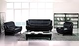 New 3pc Contemporary Modern Leather Sofa Set #AM-021-C-BLACK, width 85in