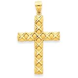 14k Satin and Diamond-Cut Cross Pendant
