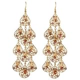 Lee Angel Gold Filigree Semi-Precious Long Chandelier Earring