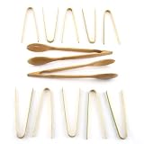 Two 12 Bamboo Serving Tongs with 10 pack of appetizer tongs