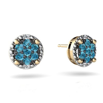 Yellow Gold Blue Diamond Earrings