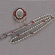 Confirmation Rosary - Descending Dove Centerpiece - Red Our Father Beads - 2mm Hail Mary Beads - Length: 14" - Metal Rosary Case with Holy Spirit Motif - IMPORTED FROM ITALY