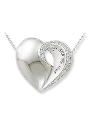Sterling Silver CZ Be Still My Heart 18in Necklace