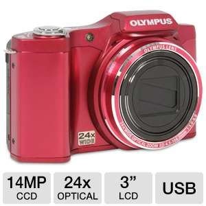 Olympus SZ-12 14MP Digital Camera with 24x Wide-Angle Zoom (Red)