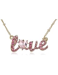 Betsey Johnson "Iconic Pinkalicious" Love Crystal Heart Pendant Necklace, 19"
