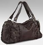 Extra-Large Brown Ruffle Accent Satchel