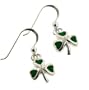 Green Enameled Irish Shamrock or Clover Sterling Silver Hook Earrings