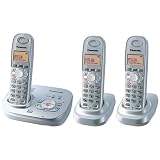 Panasonic KX-TG6323PK DECT 6.0 Digital Expandable Cordless Phone with All-Digital Answering System - 1 Base, 3 Hand sets, 2 chargers - Silver