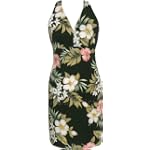 Sexy Halter Dress - Hibiscus Stephanotis Hawaiian Aloha Crisscross Back Fitted Halter Sundress - Regular and Plus Size
