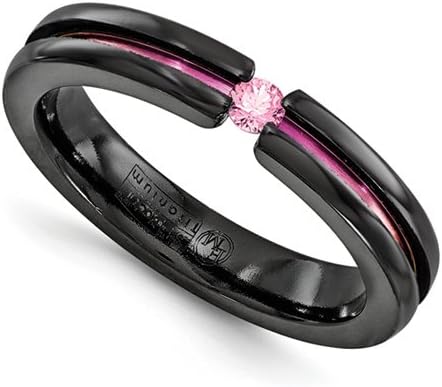 Edward Mirell Black Titanium 0.14ctw. Pink Sapphire & Pink Anodized 4mm Band