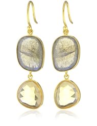Lena Skadegard 18k, Labradorite, and Citrine Double Drop Earrings