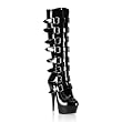 5 3/4 Inch Sexy Gothic Knee High Boot Buckled Detail Platform High Heel With Side Zip
