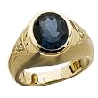 Genuine London Blue Topaz & Diamond Men's Ring