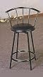Set Of 2 24"h Bar Stool In Satin Black Finish Metal With Swivel Seat And Back