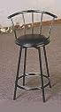 Set of 2 24"H Bar Stool in Satin Black Finish Metal with Swivel Seat and Back