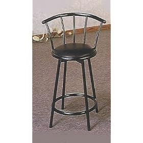 Click here to buy Set of 2 Satin Black Finish Metal Swivel Bar Stool - 24H by visiondecor Furniture.