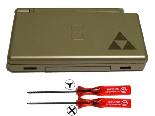 Nintendo DS Lite replacement housing in LIMITED EDITION GOLD WITH MOTIF including opening tools and instructions - Full Complete Kit to replace your damaged/broken cover/housing for the DS Lite including matching buttons, new top lens and FREE Stylus as well as *FREE OPENING TOOLS & INSTRUCTIONS*- Hi-TEC ESSENTIALS