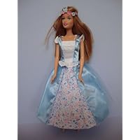Blue Dress with Flower Crown Made to Fit the Barbie Doll
