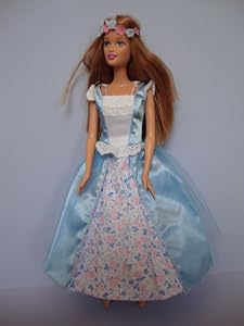 Blue Dress with Flower Crown Made to Fit the Barbie Doll