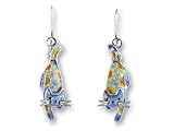 Clearly Charming Sunflower Cat Sterling Silver and Enamel Earrings by Zarah