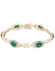 Gold over Sterling Silver Emerald and Diamond Accent Arabian Princess Bracelet