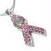 Pink Beautiful Crystal Ice Ribbon Pink Silver Ribbon Charm Necklace