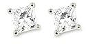 Certified Platinum, Princess-Cut, Diamond 4-Prong Stud Earrings (1 1/2 cttw, G-H Color, VS2 Clarity)