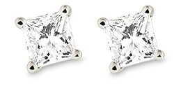 Certified Platinum, Princess-Cut, Diamond 4-Prong Stud Earrings (1 1/2 cttw, G-H Color, VS2 Clarity)