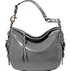 Coach Patent Zoe Hobo Handbag in Petrol Gray 12735