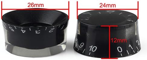 VERY100 Speed Knobs Black Volume Tone Control Buttons Accessories for Guitar Parts (4pcs)