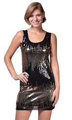 Cocktail Polyester Glittering Sequined Sleeveless Club Dress/Party Dress 