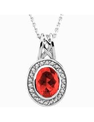 14K White Gold Oval Cut Chatham Created Ruby and Pearl Pendant -- LIFETIME WARRANTY