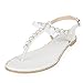 SheSole Womens Gladiator Flat Sandals Pu Leather Wedding Pearls Rhinestone Cute Comfortable Shoes
