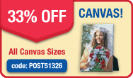 33% off Photo Canvas, all sizes.  Use promo code: POST51326.  Shop now.