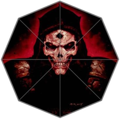 Custom Auto Foldable Umbrella Windproof Travel Umbrellaa Diablo 2 Quake Fantasy Art Dark Horror Skull Printed