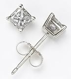  : 14k White Gold Princess Cut Diamond Solitaire Earrings (1/4 ct, J, I2)